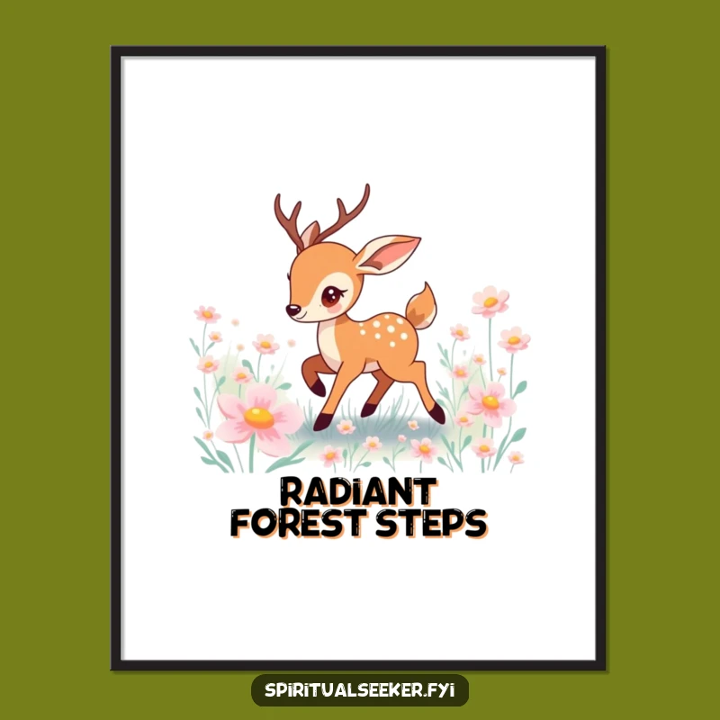 Funny Prancing Deer Digital Art: Enchanting Wall Decor with Playful Charm
