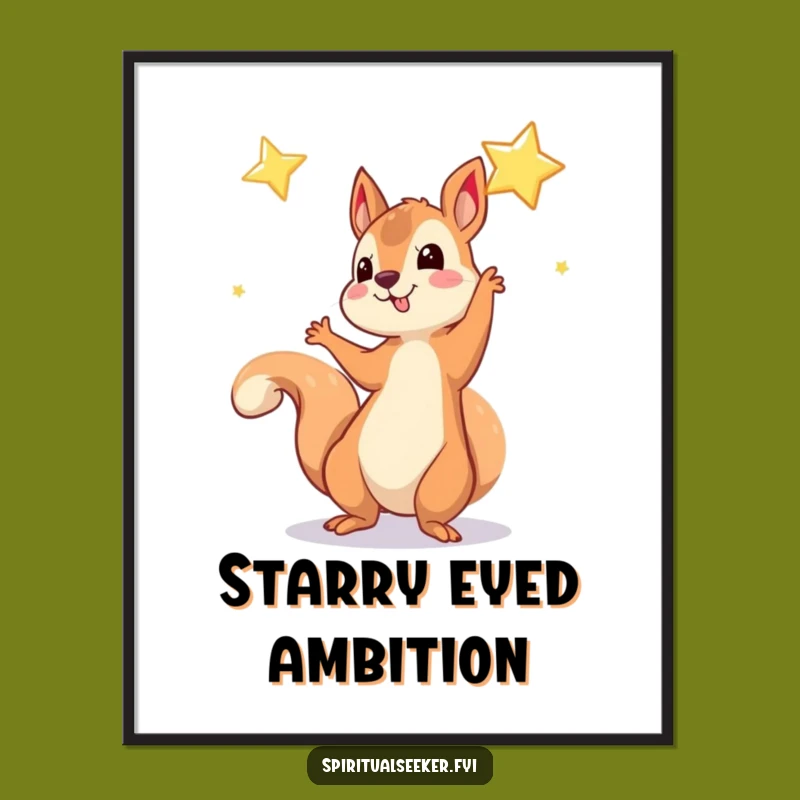 Funny Squirrel Star Art Print: Instant Dreams for Walls, Downloadable Funny Gift