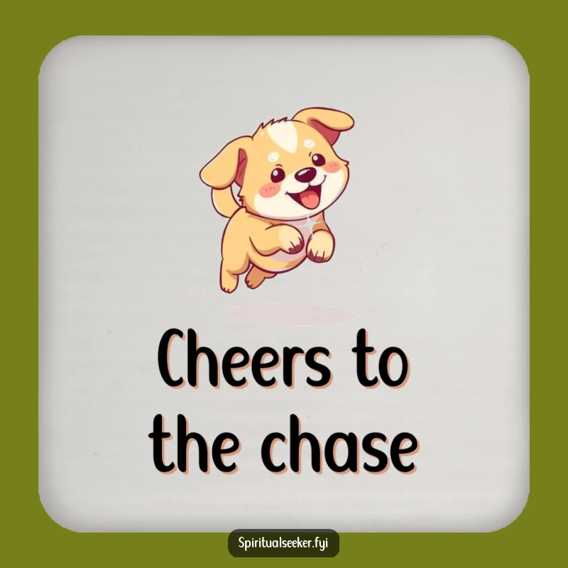 Funny Playful Dog Drink Coaster: Light Chaser Protection, Humorous Gift