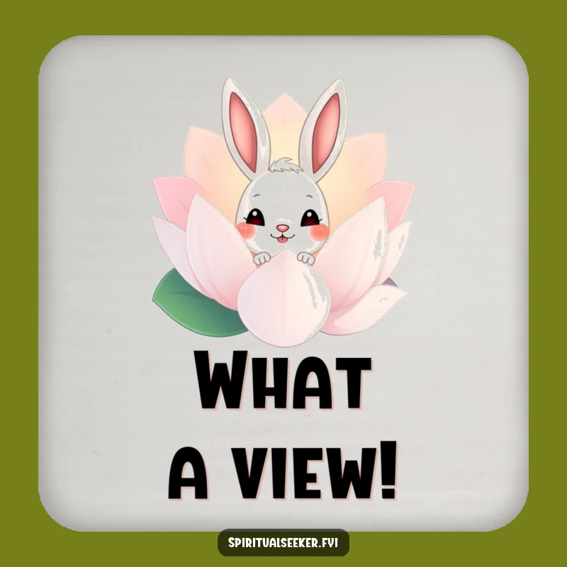 Funny Bunny Lotus Peek Coaster: Table Protection, Perfect Funny Gift