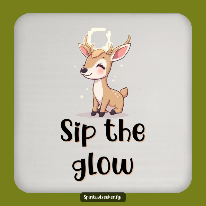 Funny Contented Deer Coaster: Protect Surfaces, Hopeful Humor Gift