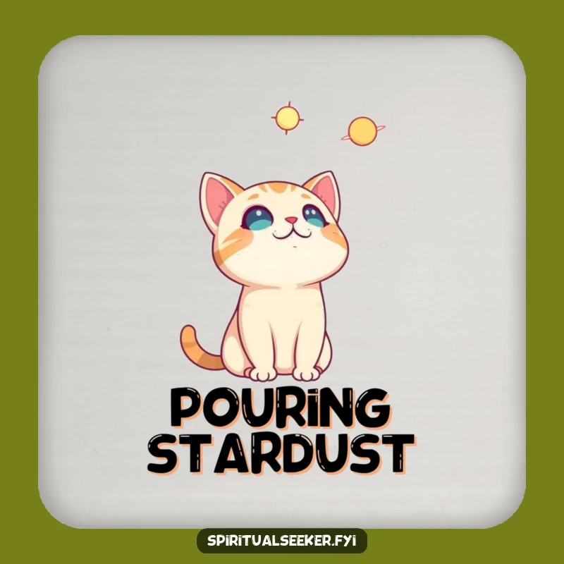 Funny Curious Cat Coaster: Protect Surfaces, Cosmic Humor Gift