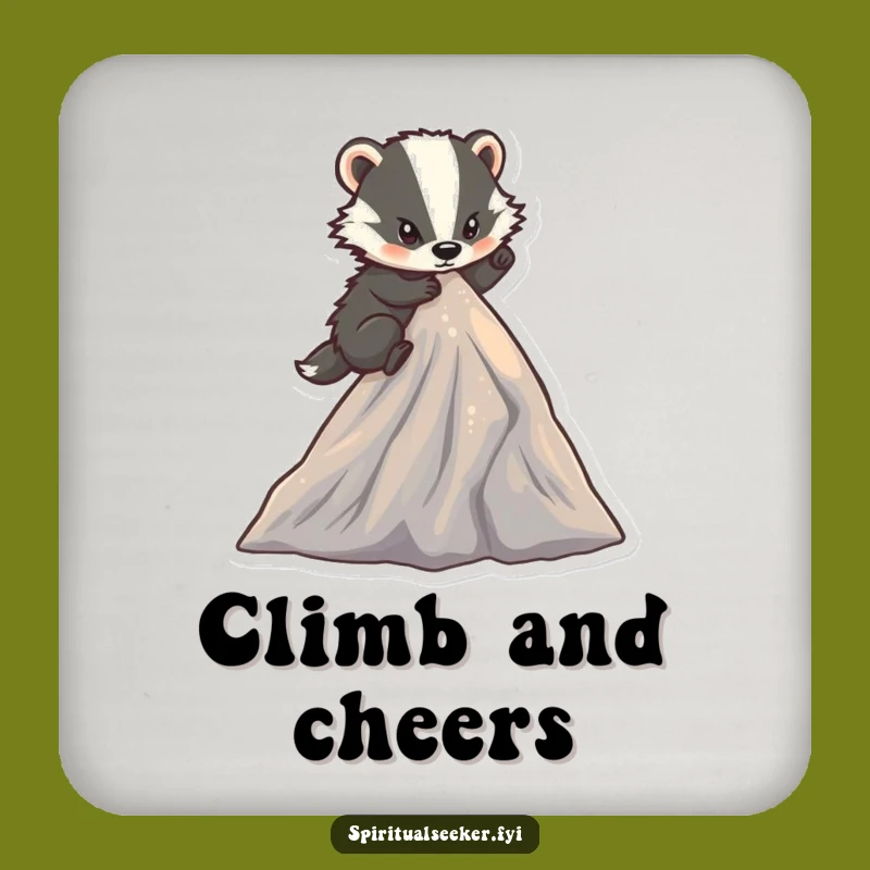 Funny Determined Badger Coasters: Protect Surfaces with Peak Humor, Ideal Funny Gift Set