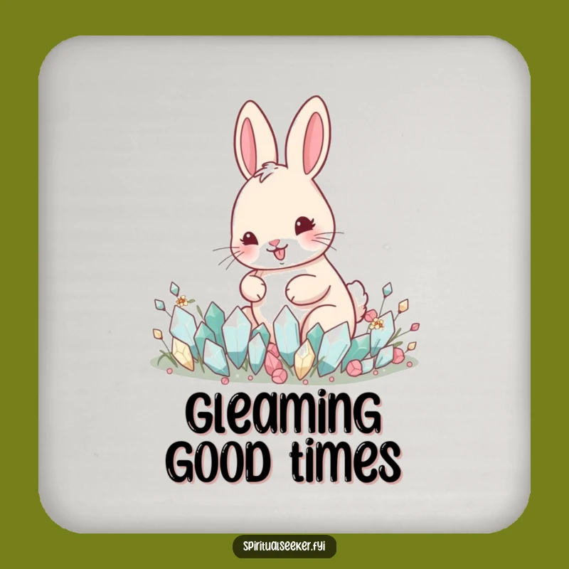 Funny Happy Rabbit Drink Coaster: Crystal Garden Protection, Humorous Gift