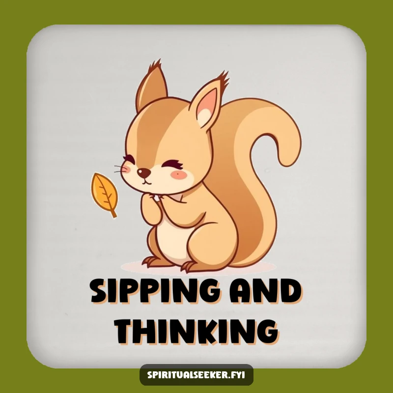 Funny Kawaii Squirrel Leaf Coaster Set - Protect Surfaces with Thoughtful Humor