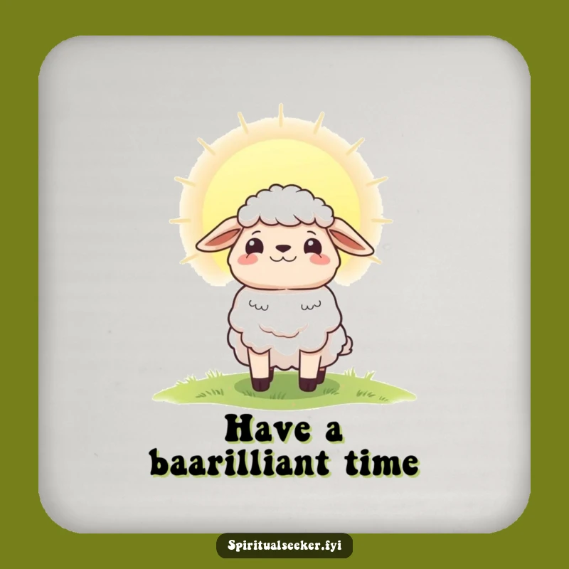 Funny Hopeful Sheep Coaster: Protect Surfaces with Radiant Dawn Charm