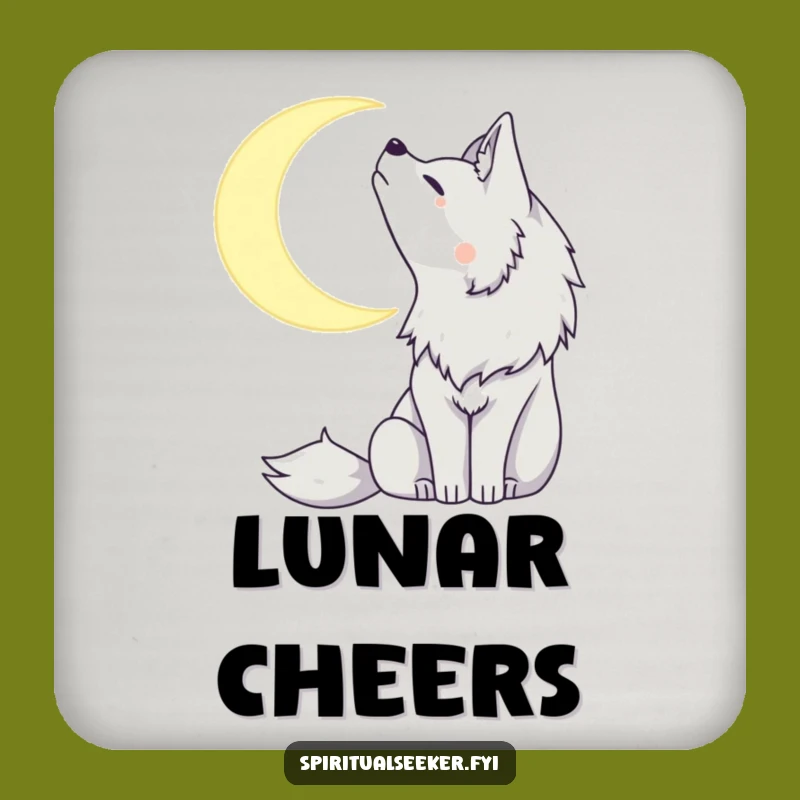 Peaceful Wolf Moon Coaster: Protect Surfaces with Nocturnal Humor.