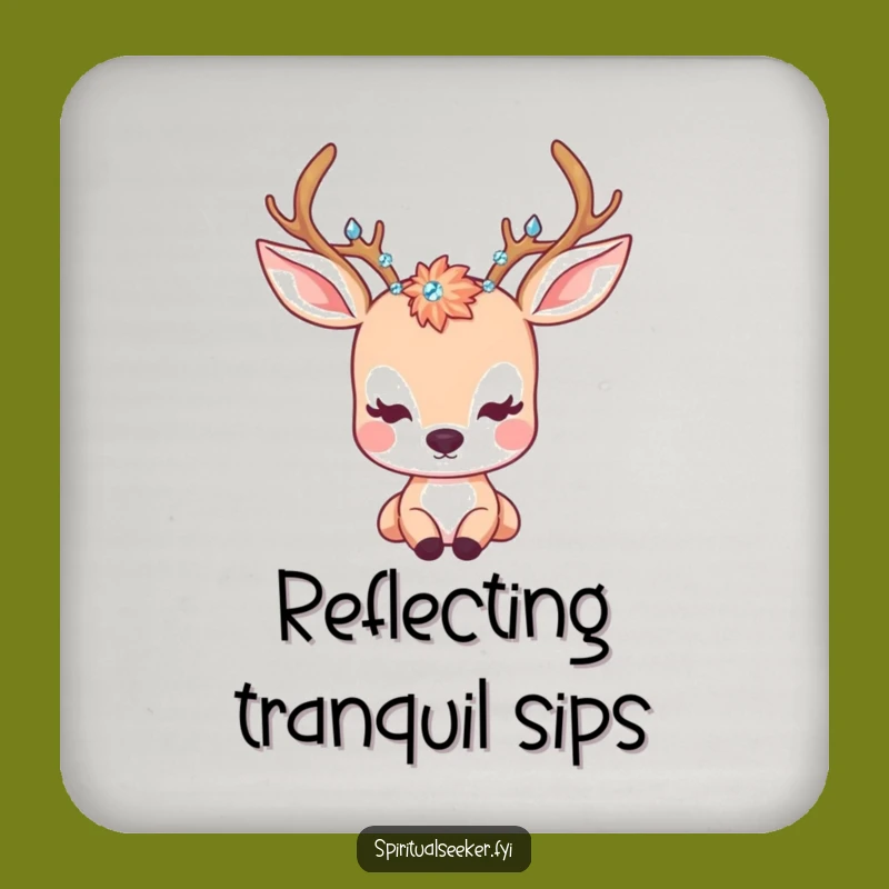 Funny Kawaii Deer Crystal Coaster - Peaceful Protection, Small Funny Gift