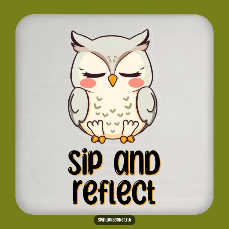 Funny Meditating Owl Coaster: Protect Surfaces, Zen Humor Gift