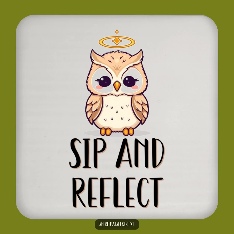Funny Wise Owl Drink Coaster: Zen Bird Protection, Humorous Table Gift