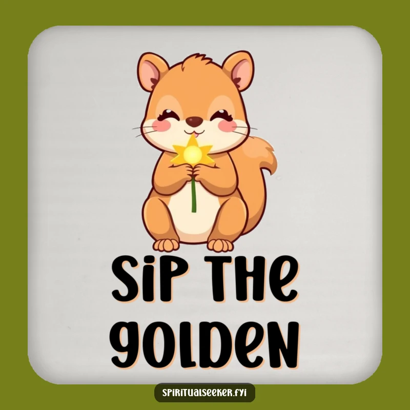 Funny Squirrel Golden Ray Coasters: Protect Surfaces with Cheerful Humor
