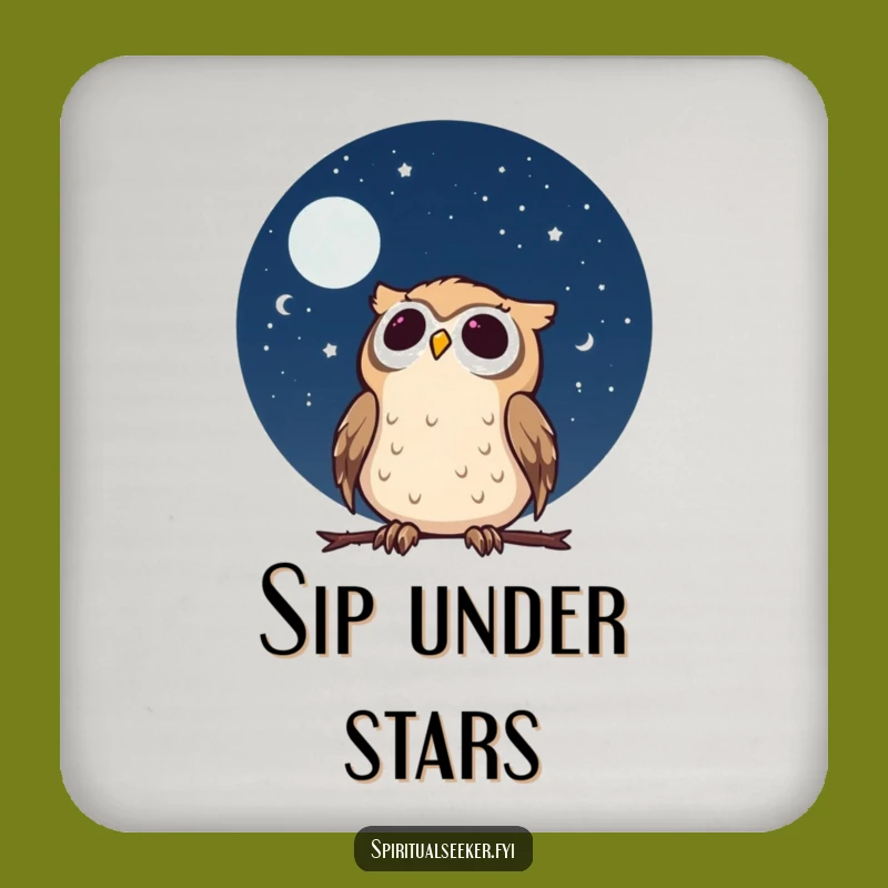 Funny Calm Owl Coasters: Protect Surfaces with Cosmic Wonder, Ideal Funny Gift Set