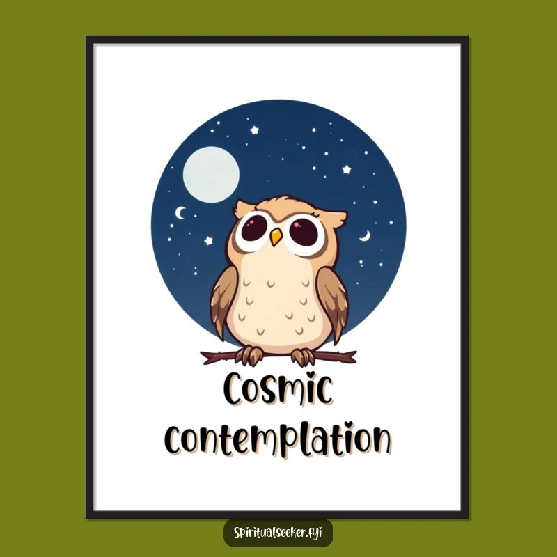 Funny Calm Owl Poster: Stargazing Wonder Art, Unique Funny Gift for Sky Lovers