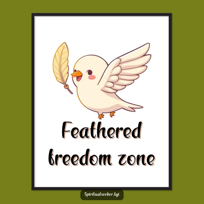 Funny Bird Soaring Feather Poster: Uplifting Wall Art and Hilarious Gift