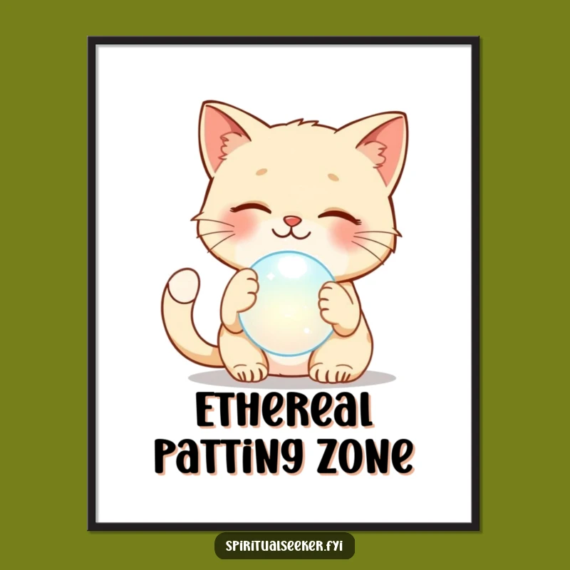 Funny Cat Patting Orb Poster: Whimsical Wall Art and Hilarious Gift