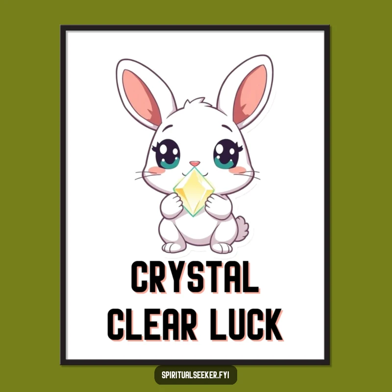 Funny Curious Rabbit Poster: Crystal Wonder Art, Unique Funny Gift for Dreamers