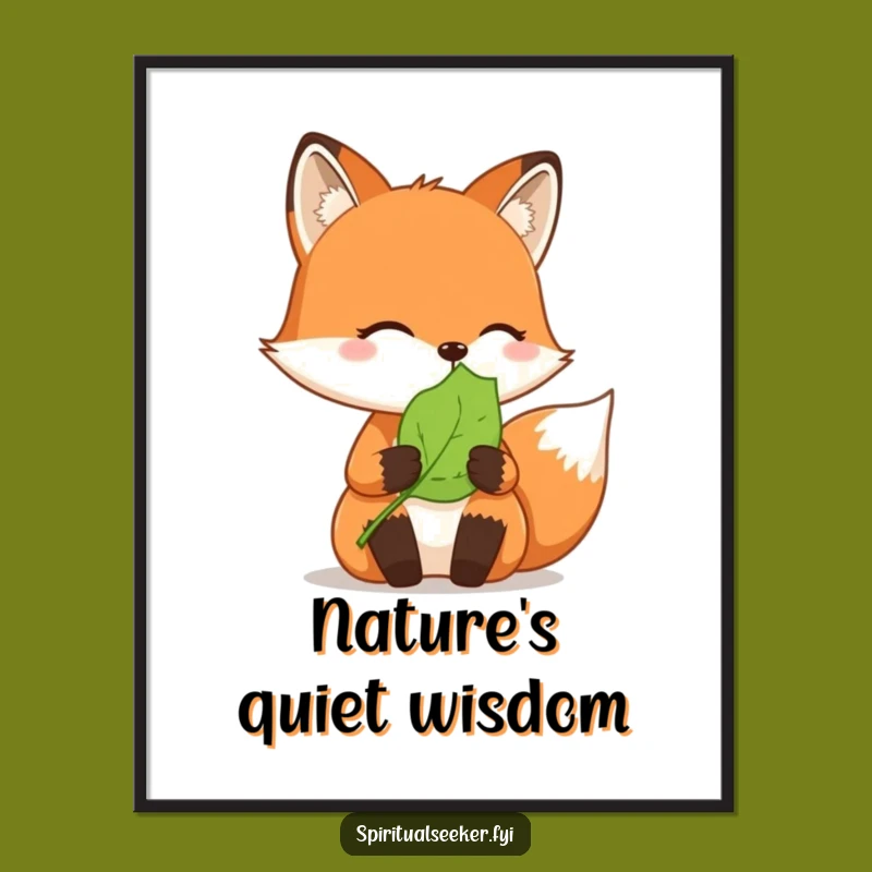 Funny Fox Poster: Peaceful Leaf Art for a Thoughtful Home Decor