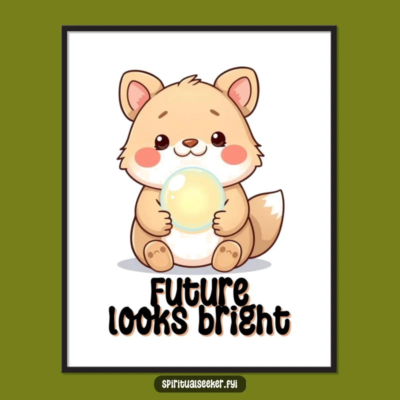 Funny Kawaii Fortune Teller Animal Poster - Mystical Crystal Ball Wall Art