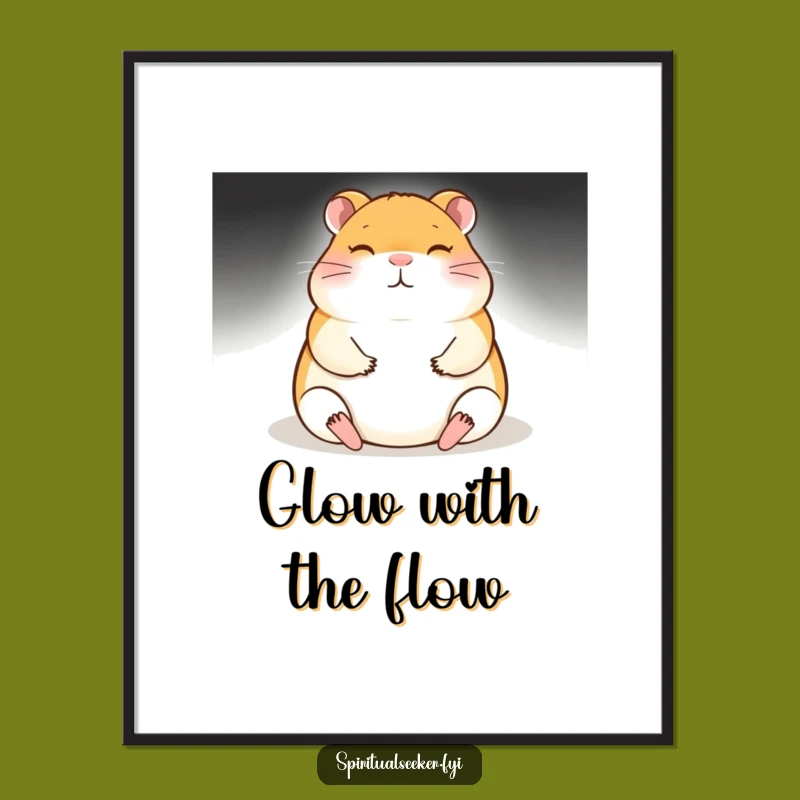 Funny Meditating Hamster Poster: Glowing Zen Art, Perfect Funny Gift!