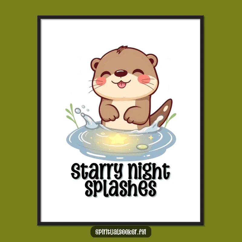 Funny Otter Starlight Splash Poster: Whimsical Otter Art, Ideal Funny Gift