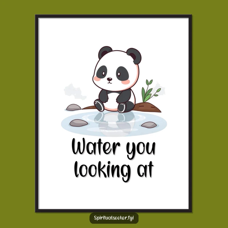 Funny Panda Contemplation Poster: Tranquil Art for Your Walls