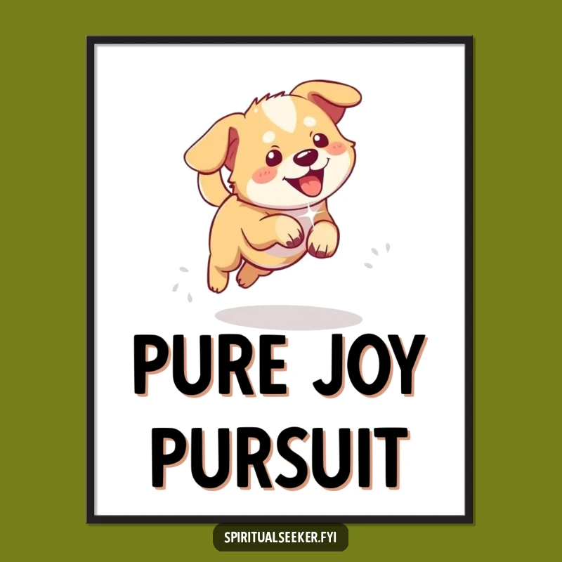 Funny Playful Dog Poster: Light Chaser Art Print, Joyful Decor