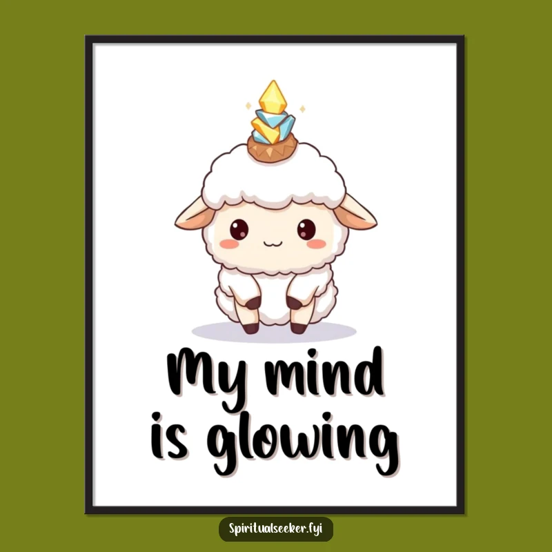 Funny Sheep Crystal Balance Poster: Whimsical Fluffy Sheep Art, Ideal Funny Gift