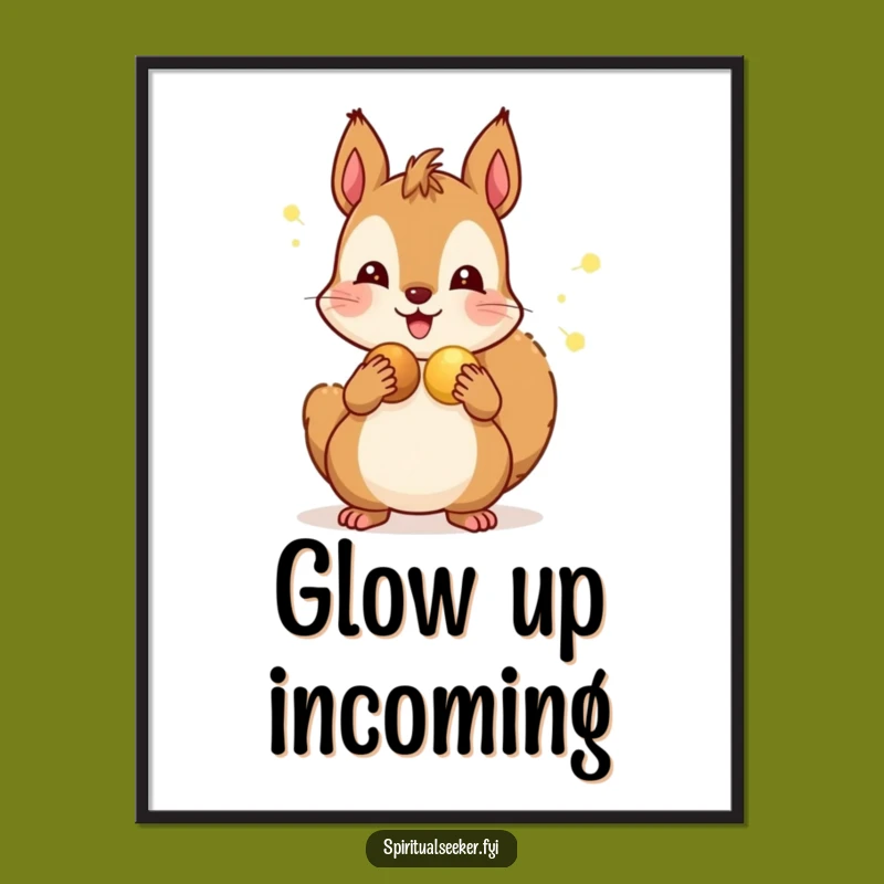 Funny Squirrel Art Poster: Cheerful Glow Nuts Friendship Celebration