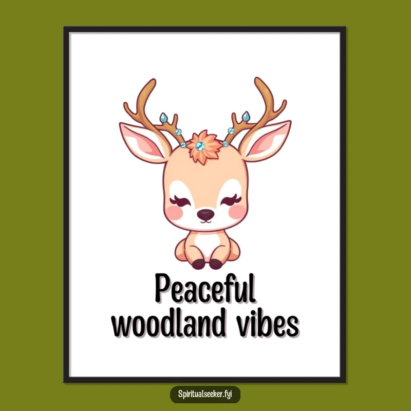 Funny Kawaii Deer Crystal Poster - Serene Gazer Art, Unique Funny Gift