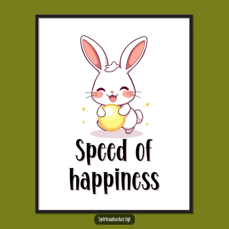 Funny Joyful Rabbit Poster: Energetic Art, Whimsical Decor Gift
