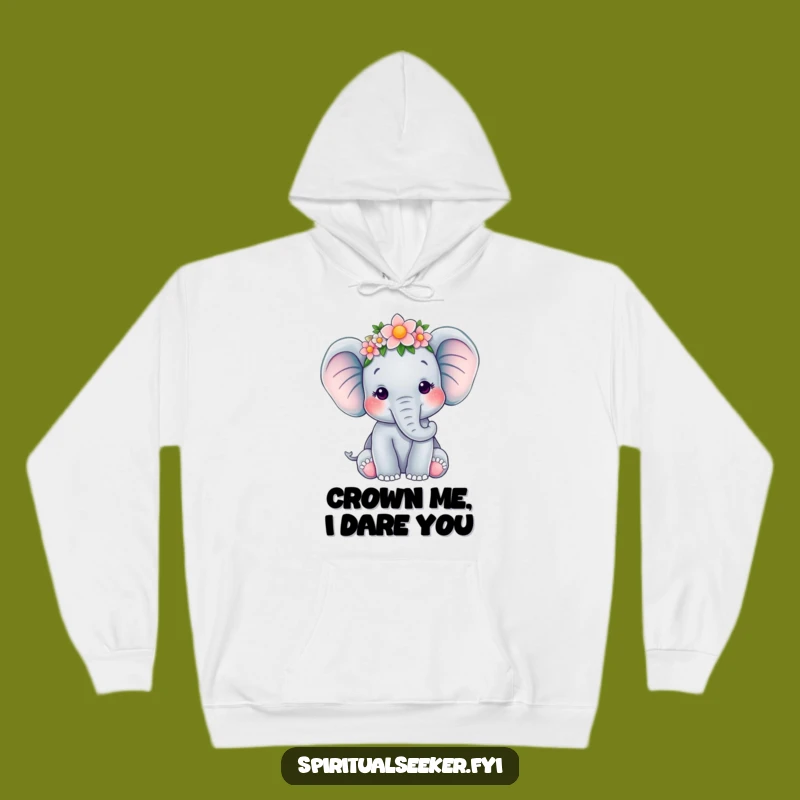 Cozy Funny Elephant Flower Crown Hoodie: Snuggle Up in Serene Style