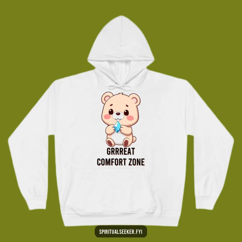 Funny Bear Hoodie: Cozy Content Bear with Crystal, Warm Funny Gift