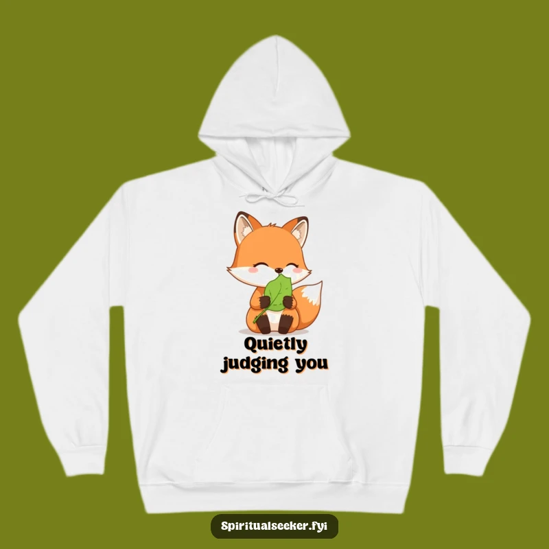 Funny Fox Hoodie: Stay Cozy with a Thoughtful Leaf Embrace
