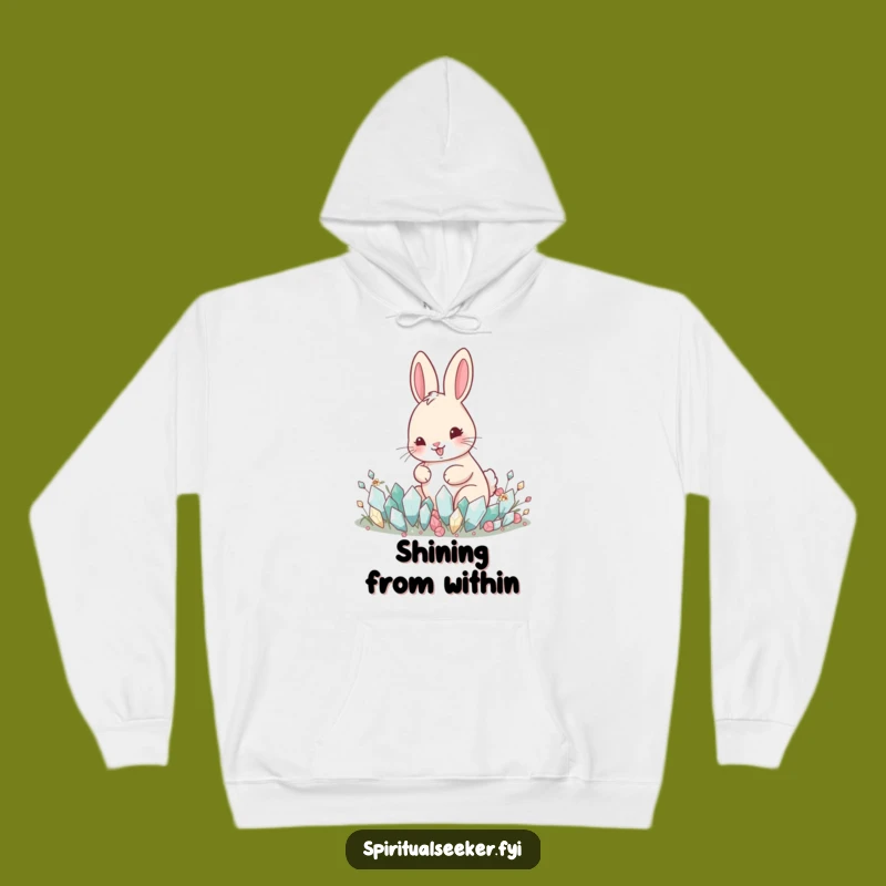 Funny Happy Rabbit Hoodie: Cozy Crystal Gardener, Warm Magical Gift