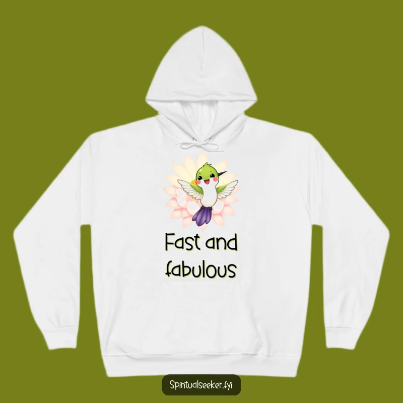 Funny Hummingbird Hoodie: Cozy Bird Near Lotus, Warm Nature Funny Gift