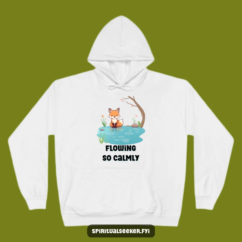 Funny Tranquil Fox Hoodie: Serene Stream Nature Comfort Gift