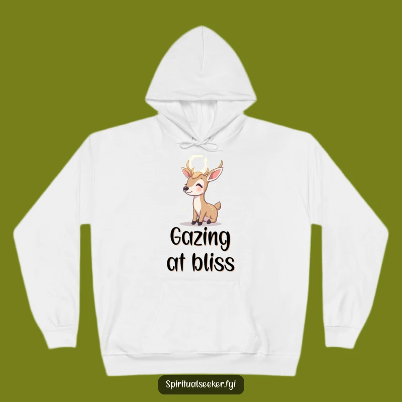 Funny Contented Deer Hoodie: Cozy Hope, Warm Gaze Humor