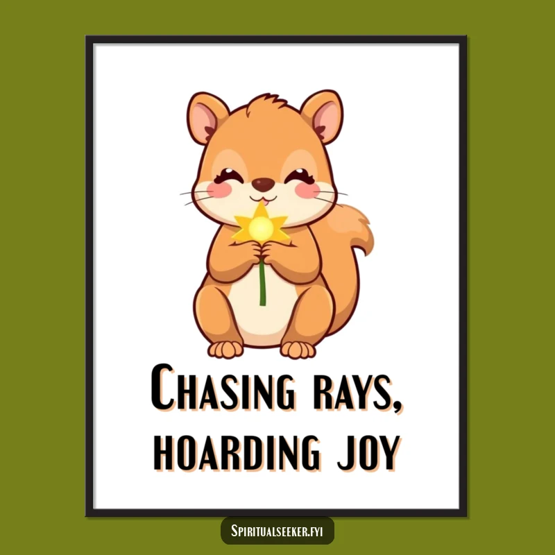 Cute Free Printable Squirrel Wall Art: Golden Ray of Sunshine for Downloadable Decor