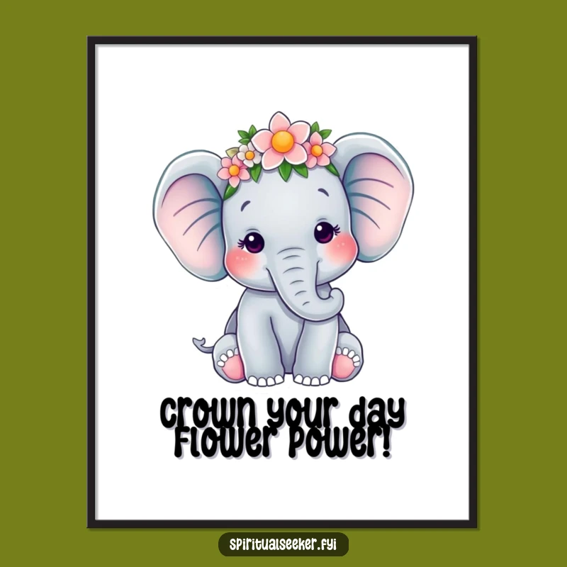Free Printable Elephant Flower Crown Wall Art: Funny Downloadable Decor for Your Home
