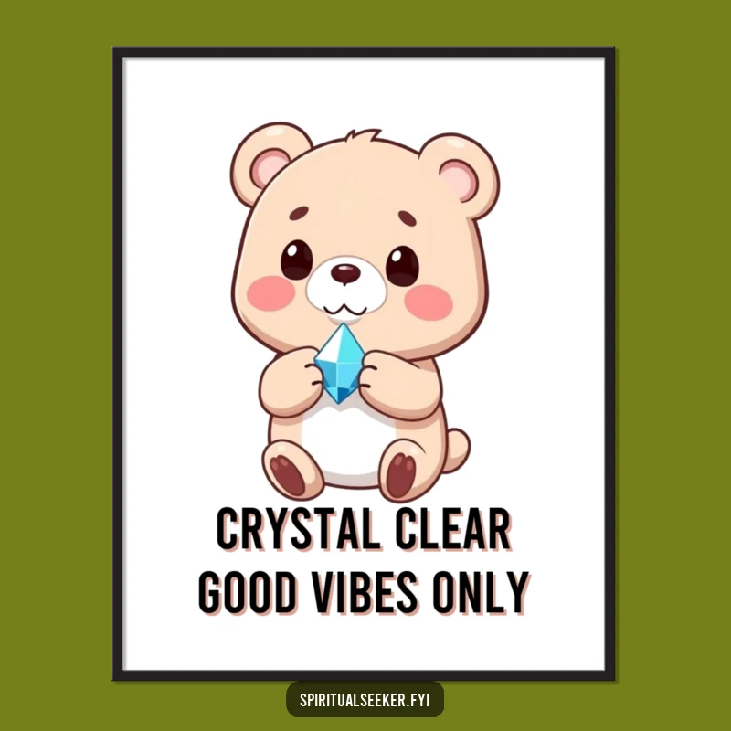 Free Printable Wall Art: Content Bear Crystal Funny Downloadable Art