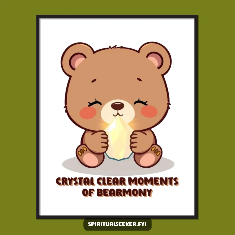 Peaceful Free Printable Bear Cub Wall Art: Glowing Crystal Magic for Downloadable Decor