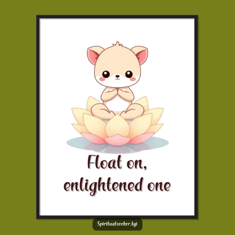 Free Printable Wall Art: Zen Kawaii Animal Lotus, Downloadable Serene Meditation Decor