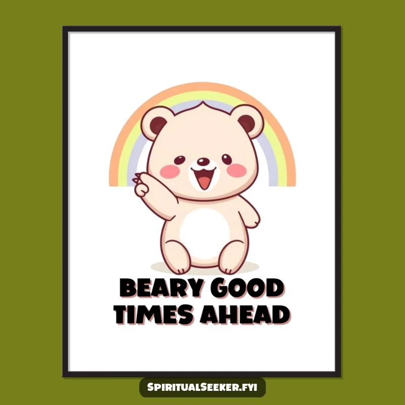 Free Printable Wall Art: Beaming Bear Rainbow Humor Downloadable Decor