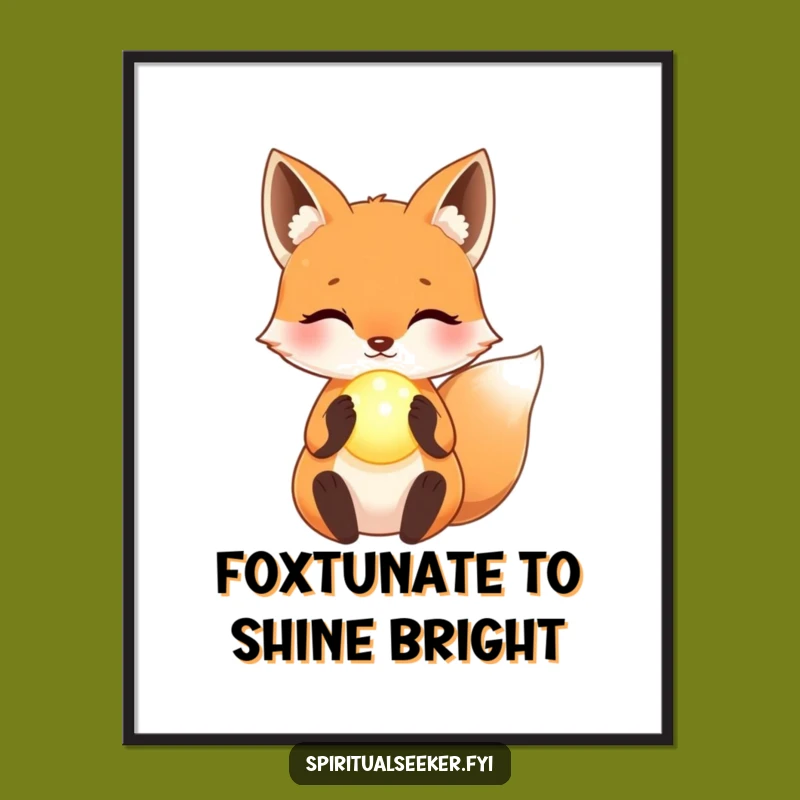 Free Printable Wall Art: Serene Fox Kawaii Downloadable Art with Glowing Orb