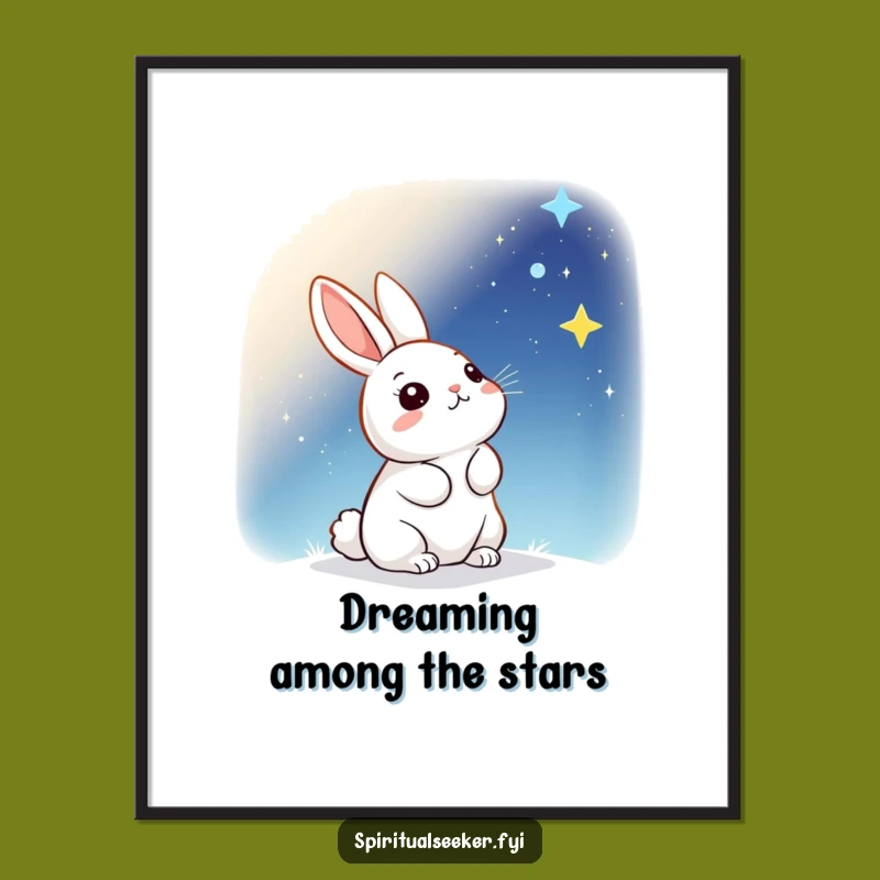 Free Printable Wall Art: Starry Sky Rabbit Kawaii Downloadable Art for Dreamy Decor