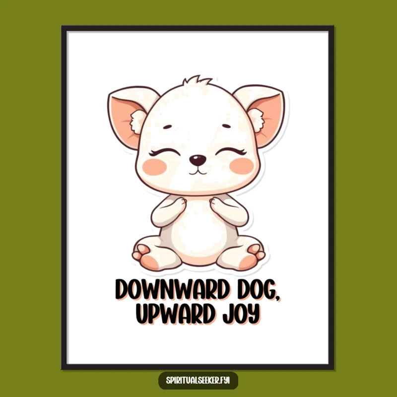 Free Printable Wall Art: Zen Kawaii Animal Yoga Pose, Downloadable Serene Decor