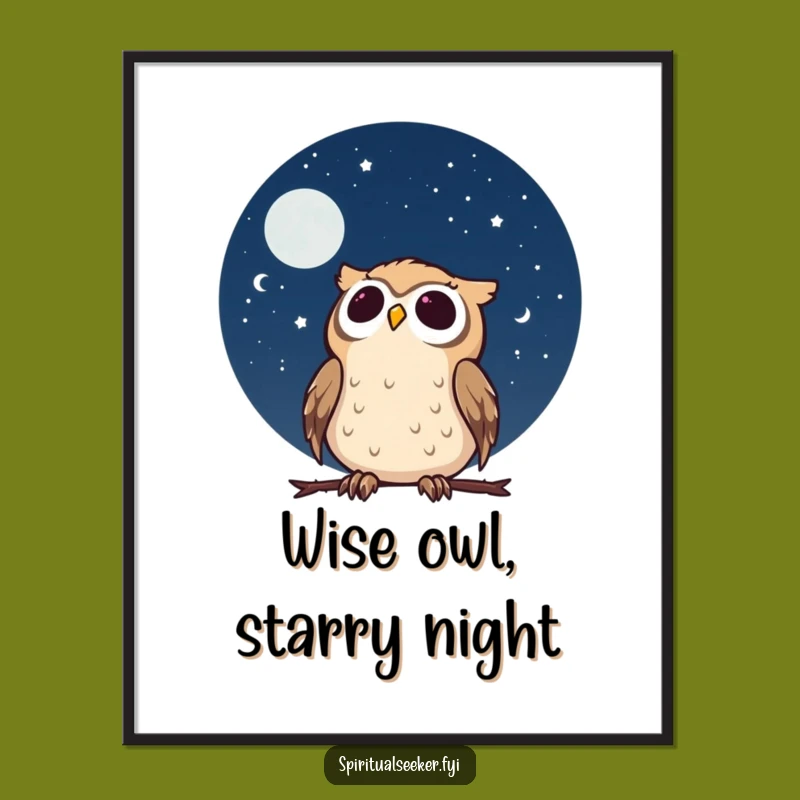 Funny Free Printable Owl Wall Art - Starry Night Wonder Downloadable Decor Gift