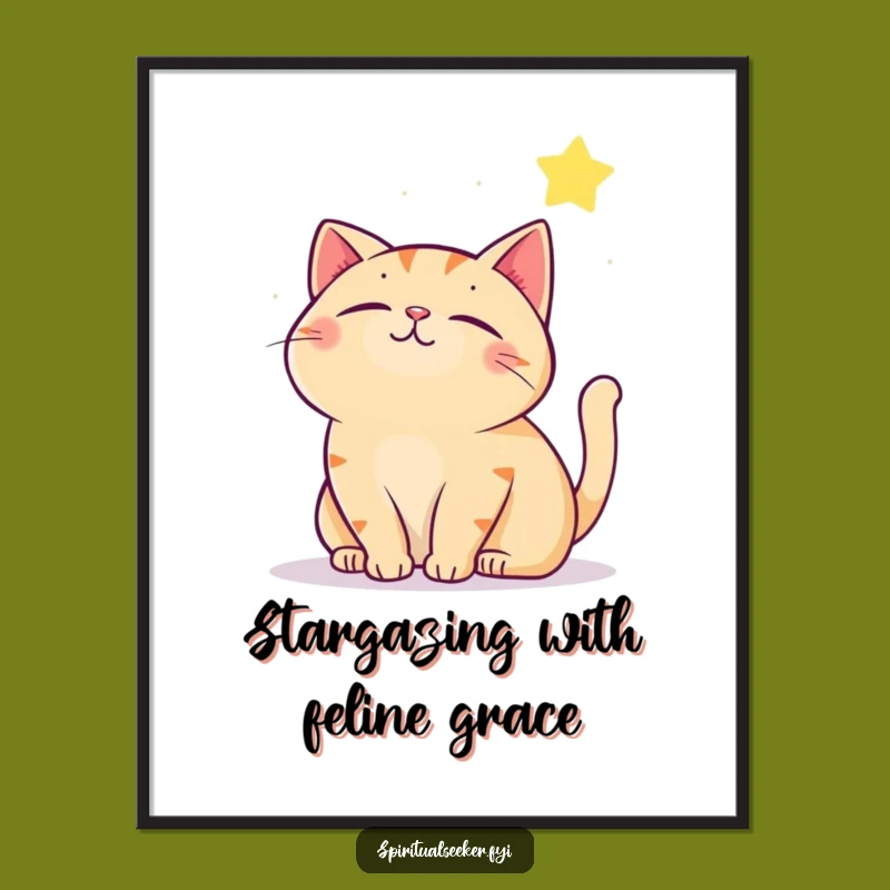 Funny Free Printable Wall Art: Content Cat, a Whimsical Downloadable Gift for Dreamy Decor