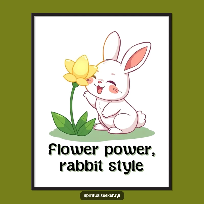 Funny Free Printable Wall Art: Joyful Rabbit, a Charming Downloadable Gift for Nature Decor