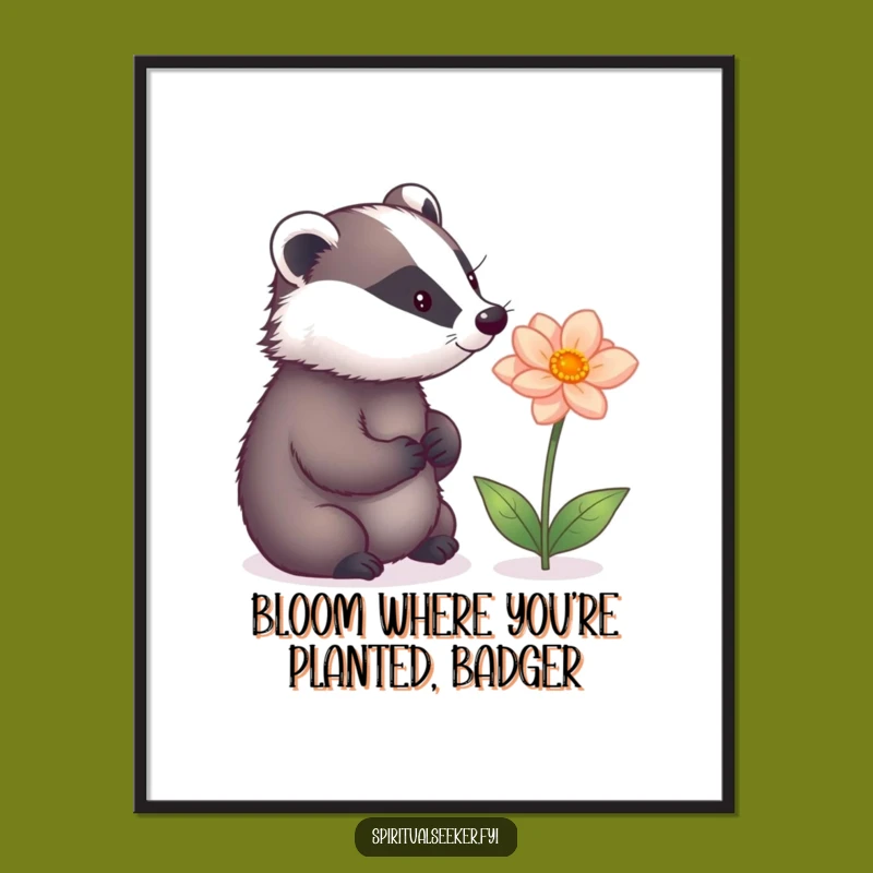 Funny Free Printable Wall Art: Thoughtful Badger, Magic Flower, Quirky Downloadable Decor!